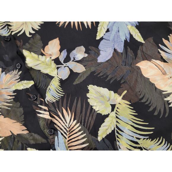 Lulus Oversized Black Sheer Swim Cover Up Button Front Tropical Palms Small - Picture 2 of 4